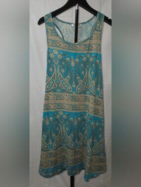 Hibelle Boho Paisley Racerback Tank Dress with Pockets S